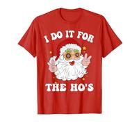 I do It for The Hos Groovy Santa with Glasses T-Shirt, Men, Red, 3X-Large