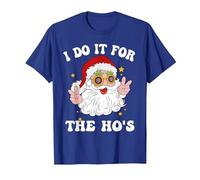 I do It for The Hos Groovy Santa with Glasses T-Shirt, Men, Royal Blue, 3X-Large