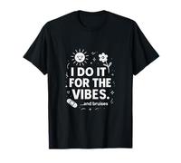 I Do It For The Vibes Monochrome Doodle Graphic T-Shirt