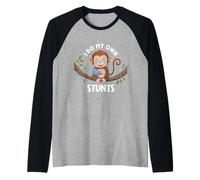 I Do My Own Stunts Broken Arm Monkey For Kids Animal Saying Raglan Baseball Tee
