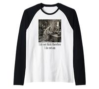 I do not Think Therefore i do not am Funny Racoon Philosophy Raglan Baseball Tee