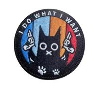 I DO WHAT I WANT Black Cat with Gun Patch Morale Patches Embroidery Tactical for Clothing Backpack Baseball Cap Uniform Vest Dog Harness