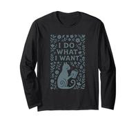 I Do What I Want Cat Bookworm Boho Floral Vintage Long Sleeve T-Shirt