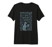 I Do What I Want Cat Bookworm Boho Floral Vintage Premium T-Shirt