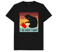 I Do What I Want Cat Kids Womens Mens T Shirt XL Black