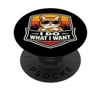 I Do What I Want Cat Owner Lover Funny Retro Joke Vintage PopSockets Adhesive PopGrip