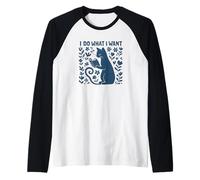 I Do What I Want Cat Reading Book Boho Flowers Vintage Raglan Baseball Tee