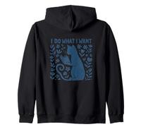I Do What I Want Cat Reading Book Boho Flowers Vintage Zip Hoodie