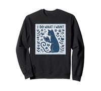 I Do What I Want Cat Reading Book Wildflowers Vintage Sweatshirt