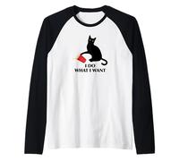 I Do What I Want Cat Spilling Beer Funny Cat Raglan Baseball Tee