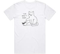 I Do What I Want Cat T-Shirt Tee Funny Illustration Line Art Cute Kitten Gift(Small)