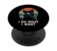 I Do What I Want Cool Retro Cat Attitude PopSockets Adhesive PopGrip