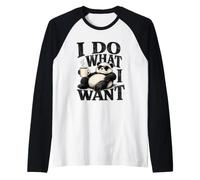 I Do What I Want Panda Raglan Baseball Tee