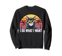 I do what I want, retro cat face, cat with shades Sweatshirt