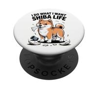 I Do What I Want - Shiba Life Retro Cartoon Dog PopSockets Adhesive PopGrip