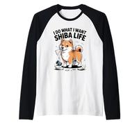 I Do What I Want - Shiba Life Retro Cartoon Dog Raglan Baseball Tee