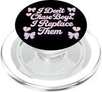 I Don’t Chase Boys Quote Design with Bows and Hearts PopSockets PopGrip for MagSafe