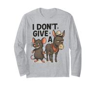 I Don’t Give A Rat and Donkey Funny Western Graphic Long Sleeve T-Shirt