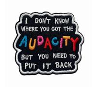 I Don’t Know Where You Got The Audacity Patch 3 Inches Funny Sarcastic Quote, Mental Health, Iron On/Sew On Embroidery Fabric Applique Patches for Backpack Army Hat, Dog Harness Gifts for Mom Dad