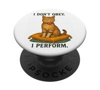 I Don’t Obey Perform Sarcastic Regal Cat Vintage Graphic PopSockets Adhesive PopGrip