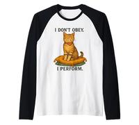 I Don’t Obey Perform Sarcastic Regal Cat Vintage Graphic Raglan Baseball Tee
