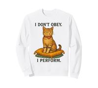 I Don’t Obey Perform Sarcastic Regal Cat Vintage Graphic Sweatshirt