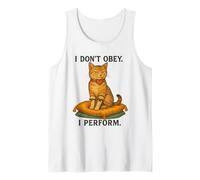 I Don’t Obey Perform Sarcastic Regal Cat Vintage Graphic Tank Top