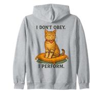 I Don’t Obey Perform Sarcastic Regal Cat Vintage Graphic Zip Hoodie