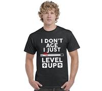 I Don't Age, I Just Level Up Funny Gaming Gamer T-Shirt Top Tee Black