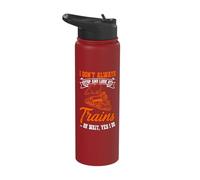 I Don't Always Stop and Look At Trains Funny Train Lover Stainless Steel Insulated Water Bottle