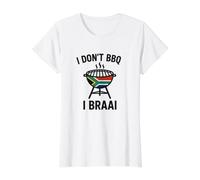 I Don't BBQ I Braai | South African Heritage | Immigrant Value Graphic T-Shirt, Women, White, S