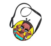 I Don't Care African Beauty Round Small Crossbody Bag Women Practical with Adjustable Strap Shoulder Bags Walk the dog Canvas Messenger Purse