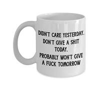 I Dont Care Sarcastic Coffee Mug for Coworker I Dont Give A IDK IDC IDGAF Funny 11 or 15 Oz White Ceramic Coffee Tea Cup Divorce Job Fired Congratulations Idea for Men and Women