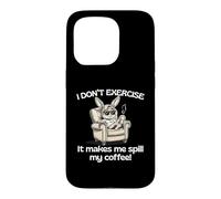 I Don't Exercise It Makes Me Spill My Coffee Bunny Fun Case for iPhone 15 Pro