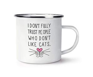 I Don't Fully Trust People Who Don't Like Cats Retro Enamel Mug Cup