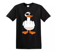 I Don't Give A Duck Funny Middle Finger Fuck-Off Party Gift Summer Round Neck Funny Christmas Winter Tees Present Gym Joke Novelty T-Shirt - Black - L