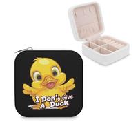 I Don't Give A Duck Funny Travel Jewelry Box PU Leather Jewelry Organizer for Earrings Necklaces