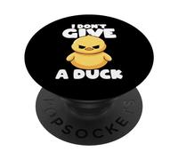 I Don't Give A Duck Irony And Sarcasm Yellow Duck PopSockets Adhesive PopGrip - Black - Phone Grip - Smartphones (excluding devices with wireless charging)