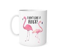 I Don'T Give A Flock - 11 Ounce White Ceramic Tea Cup - Flamingo Mug, Flamingo Gift, Funny Pun Mug