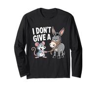 I Don't Give a Rats Ass Mouse Donkey Funny Sarcastic Animal Long Sleeve T-Shirt