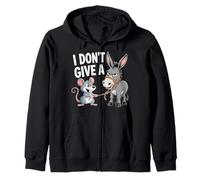 I Don't Give a Rats Ass Mouse Donkey Funny Sarcastic Animal Zip Hoodie