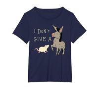 I Don't Give A Rats Sarcastic Donkey Design T-Shirt, Women's Plus, Navy Blue, 5X