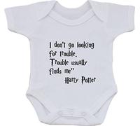 I Dont GO Looking for Trouble IT USALLY Finds ME Harry Potter Baby Vest OR BIB (9 to 12 Months) White