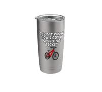 I Don't Know How I Got A Speeding Ticket, Cyclist Funny Stainless Steel Insulated Tumbler