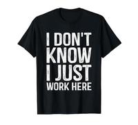 I Don't Know, I Just Work Here Funny Coworker Value Graphic T-Shirt, Men, Black, L
