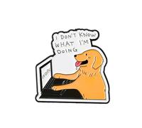 I Don't Know What I'm Doing Funny Dog Enamel Pin, Working Dog Office Humor Brooch Pin, Sarcastic Gift For Coworker Sassy Friend, Office Humor Brooches, Chaos At Work Lapel Badge, Work Stress Joke
