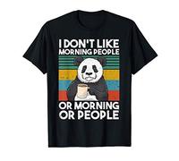 I Don't Like Morning Panda Coffee I Hate People Funny Retro T-Shirt