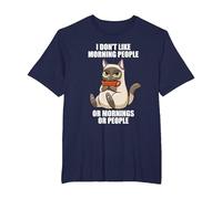 I Don't Like Morning People Funny Sarcastic Coffee Cat T-Shirt, Men's Big and Tall, Navy Blue, 6X Tall