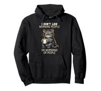 I Don't Like Morning People Grumpy Funny Cat Coffee Humor Pullover Hoodie