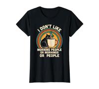 I Don't Like Mornings Cranky Animal Coffee Drink Lover Value Graphic T-Shirt, Women, Black, XS